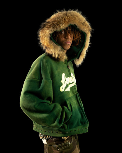 EMERALD GREEN ZIP HOODIE